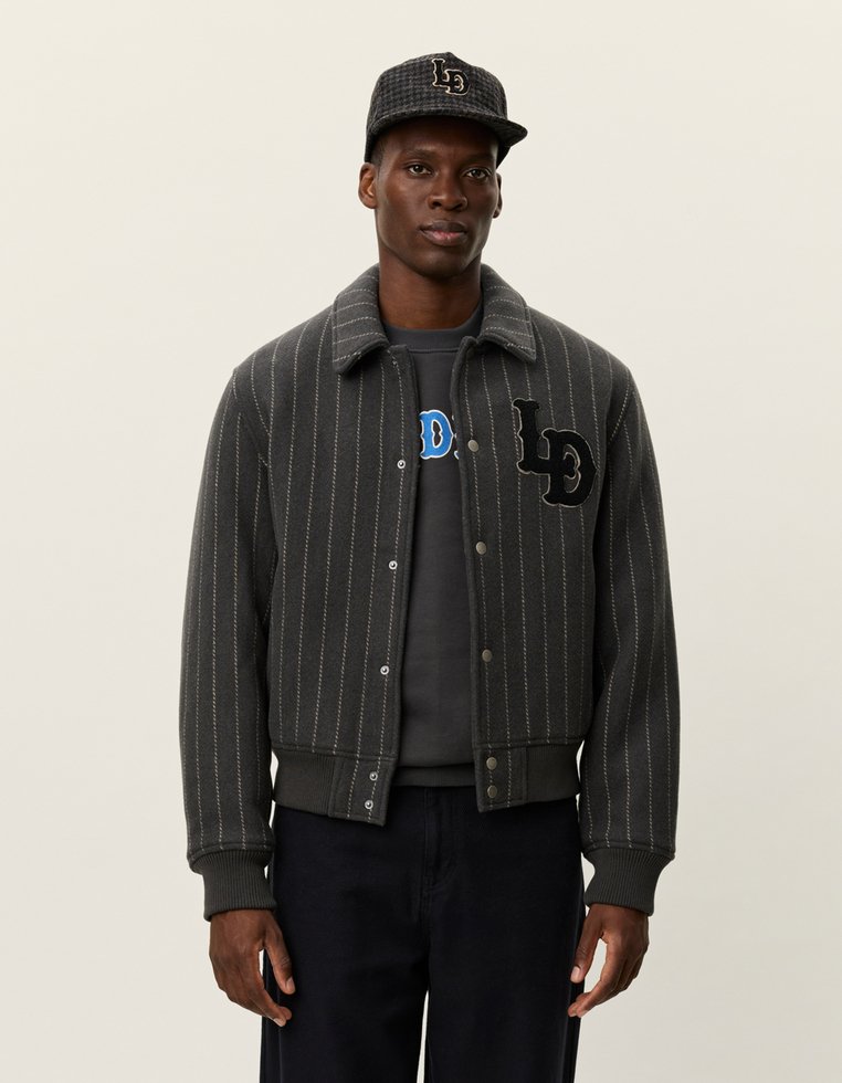 Les Deux VARSITY PINSTRIPE - Bomber Jacket - raven grey/anthracite