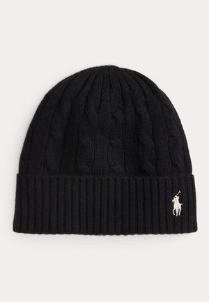 Polo Ralph Lauren CABLE KNIT WOOL CASHMERE BEANIE - Huer - black