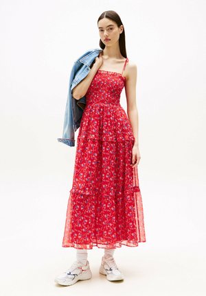 Maxi dress - red small flowers aop