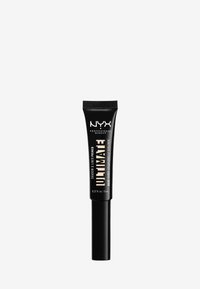Svart tub av NYX Ultimate Shadow & Liner Primer, med vit och guld text. Innehåller 0,27 fl oz (8 mL) med matt finish.