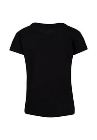 Black short-sleeve t-shirt made of cotton, featuring a round neckline and a straight hemline, with a smooth texture and no visible graphics.