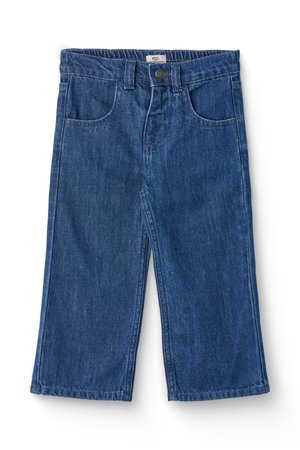 PANTS WIDE LEG - Straight leg -farkut - dark indigo blue washed