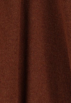 Tissu tricoté marron foncé avec une texture fine, présentant un motif lisse et homogène. Idéal pour des vêtements ou des accessoires en saison chaude.