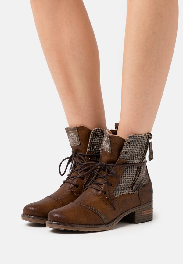 Schnürstiefelette - cognac