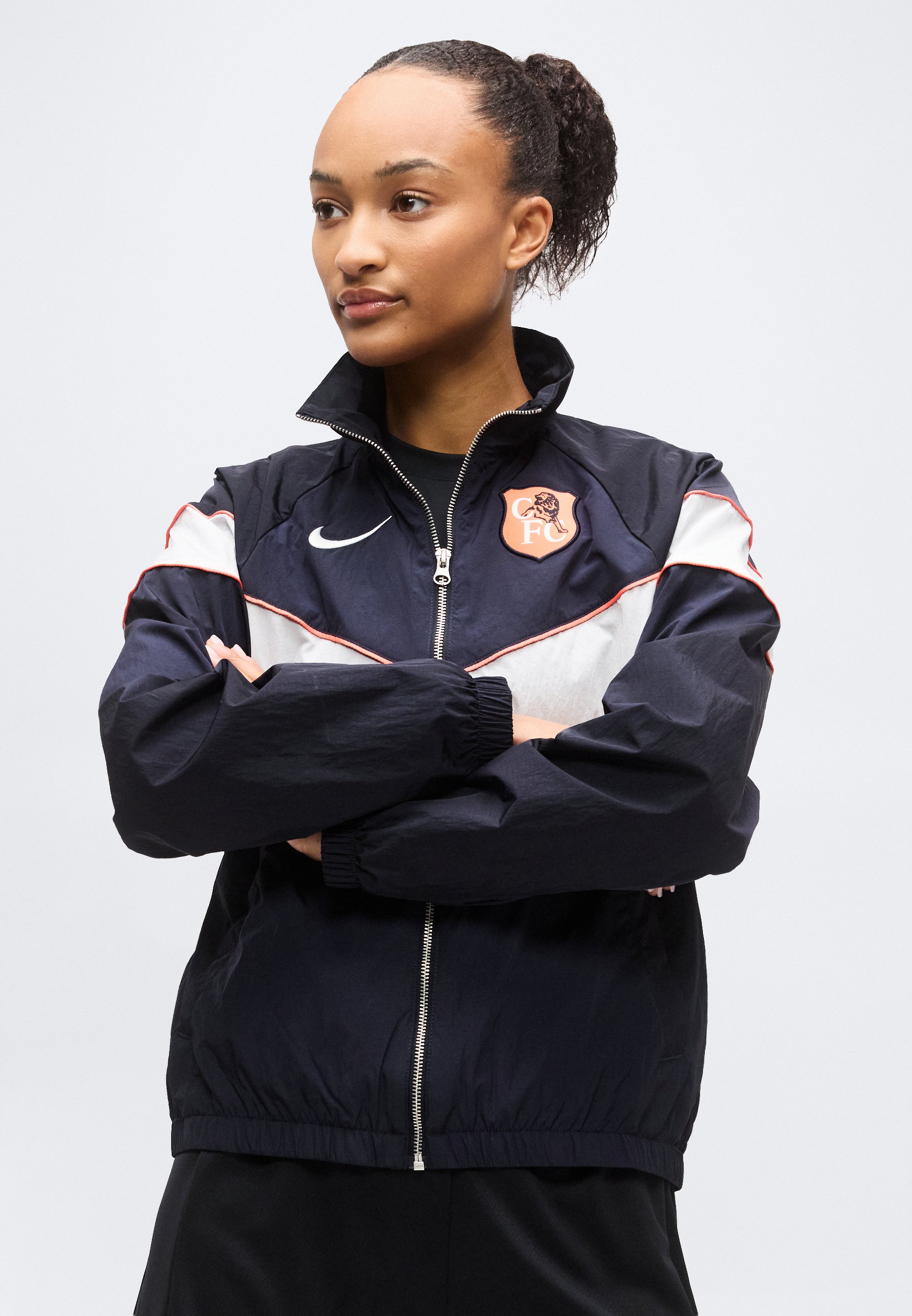 orange blue white nike jacket