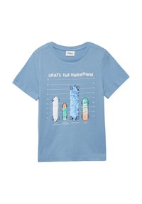 s.Oliver MIT FRONT UND WENDEPAILLETTEN - T-Shirt print - blassblau