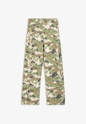 Bershka, PRINTED WITH CROSSOVER WAISTBAND - JEANS - Jeans Straight Leg - evergreen