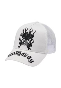 Ed Hardy UNISEX GOTHIC SKULL IN FLAMES FRONT TRUCKER - Cappellino - white white