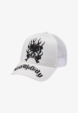 Ed Hardy UNISEX GOTHIC SKULL IN FLAMES FRONT TRUCKER - Cappellino - white white