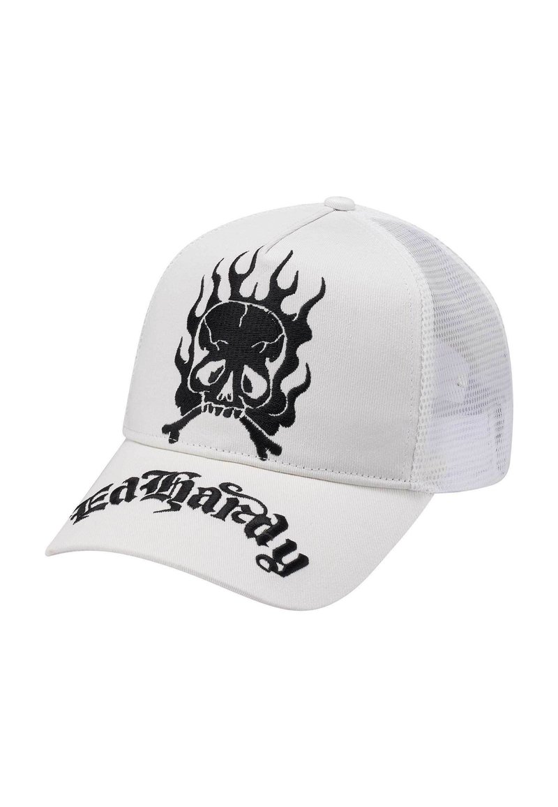 Ed Hardy UNISEX GOTHIC SKULL IN FLAMES FRONT TRUCKER - Cappellino - white white