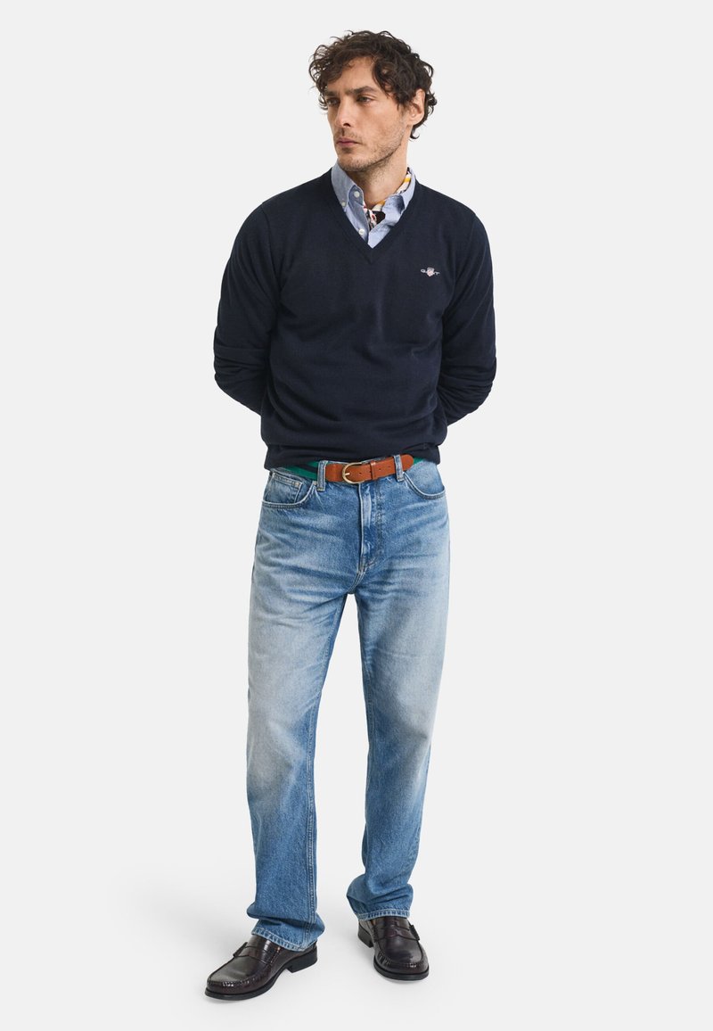 GANT Klassieke katoenen trui met V-hals voor heren, zwart, 3XL