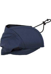 Căciulă albastru închis cu o vizieră rotundă și un snur elastic ajustabil. Fabricată dintr-un material neted și ușor, cu detalii de cusătură subtile.
