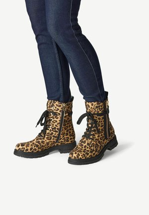 Schnürstiefelette - leo beige