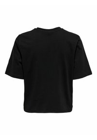 Sort kortærmet t-shirt med rund halsudskæring og en afslappet pasform, lavet af et glat bomuldsstof uden synlige grafikker eller dekorationer.