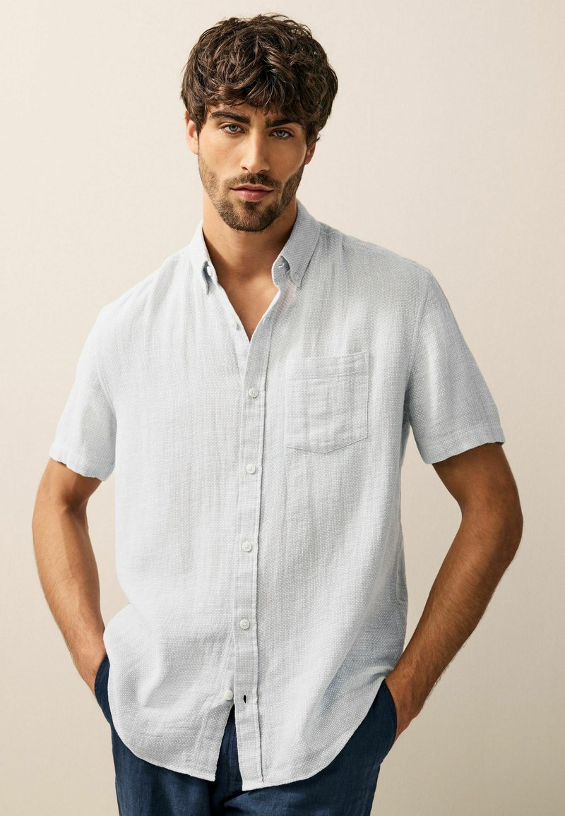 Chemise imprimée à carreaux grise des années 90, chemise boutonnée minimaliste vintage à manches longues, taille L - France