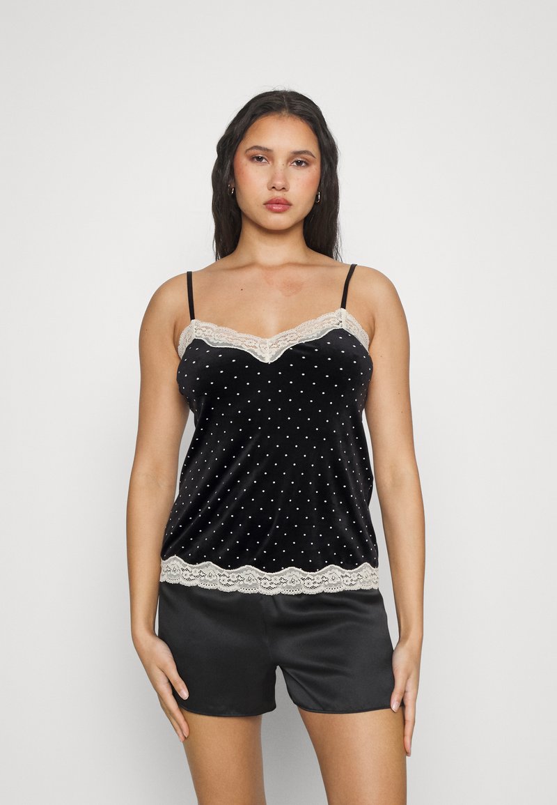Hunkemöller CAMI VELOURS LACE DOTS Undershirt black Zalando.ie
