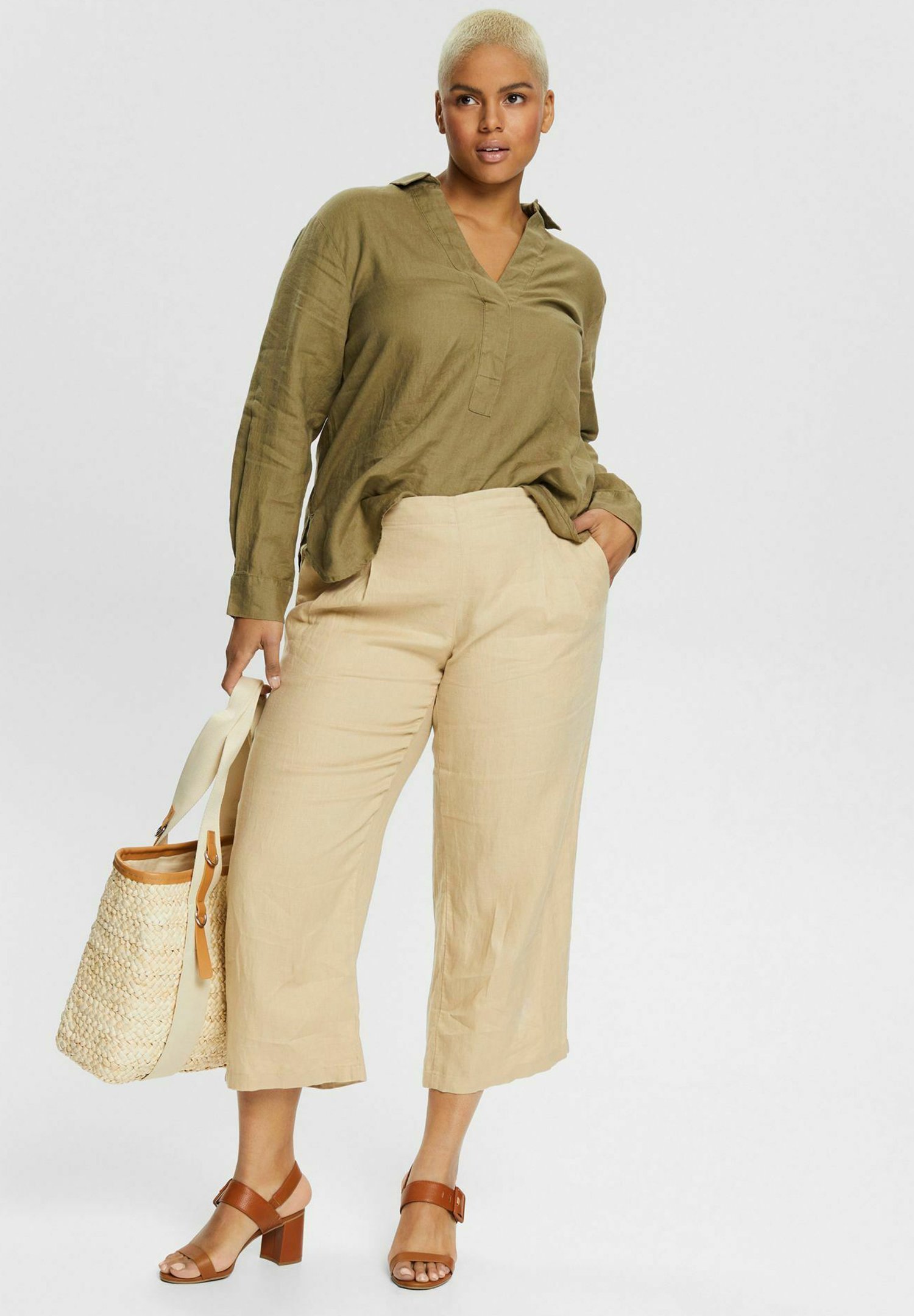 Esprit CURVY - Pantaloni - sand/beige screziato - Zalando