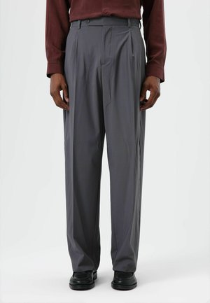 PLEATED WIDE-LEG - Stoffhose - grey
