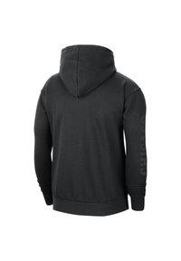 Grauer Kapuzenpullover mit Kängurutasche, gerippten Bündchen und einem großen "CHICAGO"-Druck entlang des linken Ärmels. Weicher Stoff.