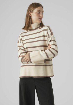Vmsaba Ls O Neck Button Pullov Birch Stripes Black