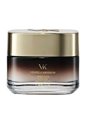 Glasskrukke med Vendela Kirsebom Daily Love anti-age nattkrem med gullokk og brun gradientbeholder, volum 50 ml.