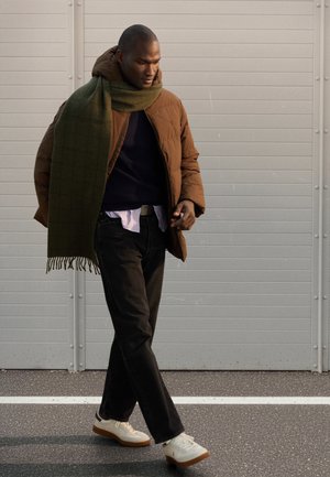 WINDOWPANE PLAID WOOL BLEND SCARF UNISEX - Sál - dark brown