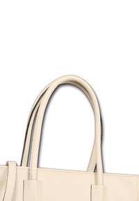 Crème leren tote bag met textuur, twee ronde handvatten en een gestructureerde vorm. Bevat geen zichtbare hardware of accenten.