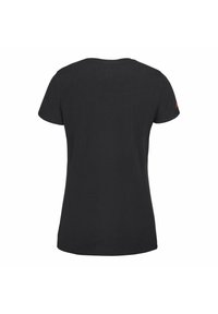 T-shirt nera a maniche corte con colletto rotondo, realizzata in cotone morbido, con un piccolo logo sulla manica sinistra.