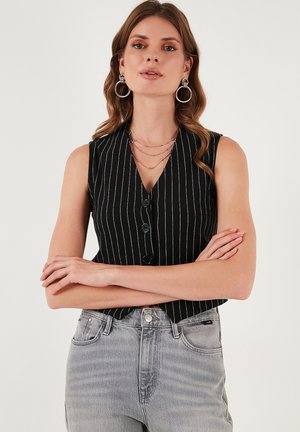 SLIM FIT - Vest - black-white