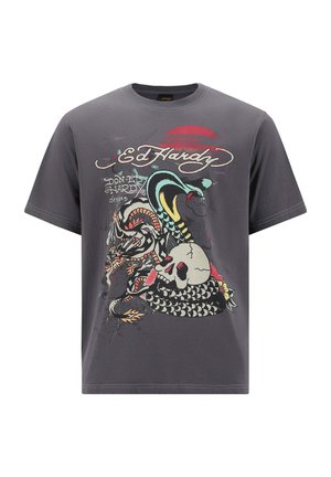 Ed Hardy DRAG AND AT SUNSET - Print T-shirt - charcoal