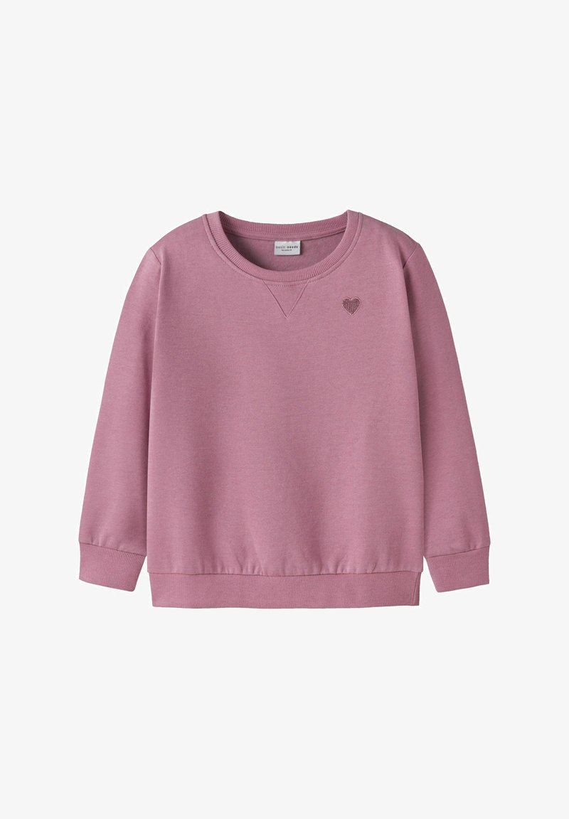 Roze sweatshirt met een ronde hals, geribbelde manchetten en zoom. Bevat een klein hartdetail op de borst. Gemaakt van zacht katoen.