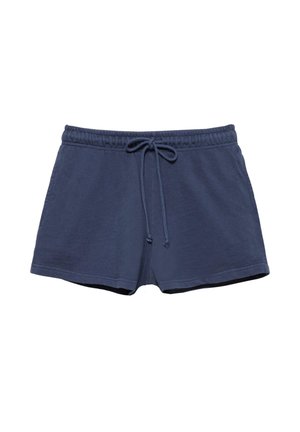 Pantaloncini casual blu navy con vita elastica e coulisse, realizzati in tessuto morbido, progettati per un utilizzo confortevole.