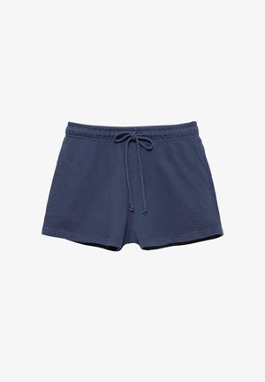Pantaloncini casual blu navy con vita elastica e coulisse, realizzati in tessuto morbido, progettati per un utilizzo confortevole.