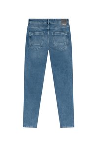 Ljust blå denimjeans med slim fit. Har en midjebandsmärkning, två bakfickor och subtila blekningar. Slät textur med en klassisk design.