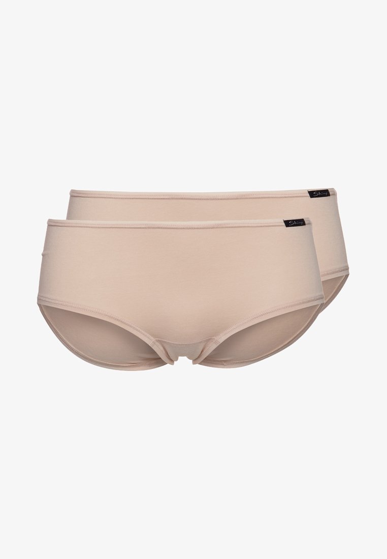 Bežist kotte hipster aluspüksid, kahekomplekt, millel on sile tekstuur, kitsas vöökoht ja diskreetne bränding küljel.