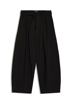 Bershka, BELT BARREL-LEG - TROUSERS - Pantalon classique - black