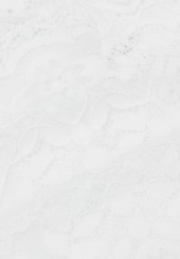 Witte kantstof met bloemmotieven en ingewikkelde details, met een zachte, gestructureerde oppervlakte en variërende graden van doorzichtigheid.
