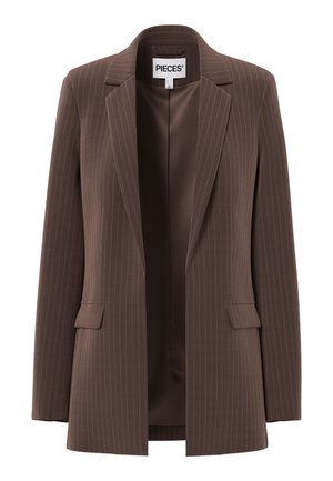 Pieces, PCBOZZY LS LOOSE STRIPED BLAZER NOOS BC - Manteau court - hot fudge