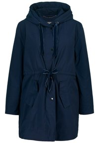 Laivblu jop ansitsi vesihattu, jossa on kiristysnauhat, kaksi etutaskua, napit ja rento istuvuus. Sujuva, kevyt kangas.