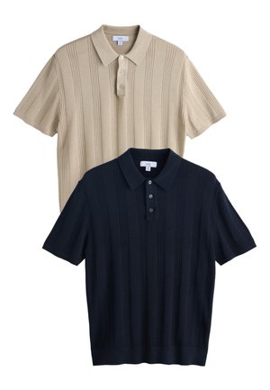 Next, REGULAR FIT RICH POINTELLE STRIPE 2 PACK  - Poloshirt - neutral navy blue