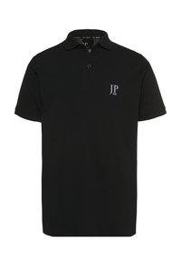 Czarna koszulka polo wykonana z bawełny, z dwoma guzikami przy dekolcie, krótkimi rękawami i małym haftowanym logo na lewej piersi.