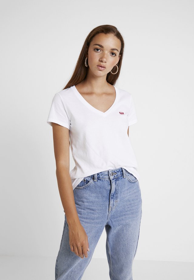 PERFECT V NECK - T-Shirt print - white