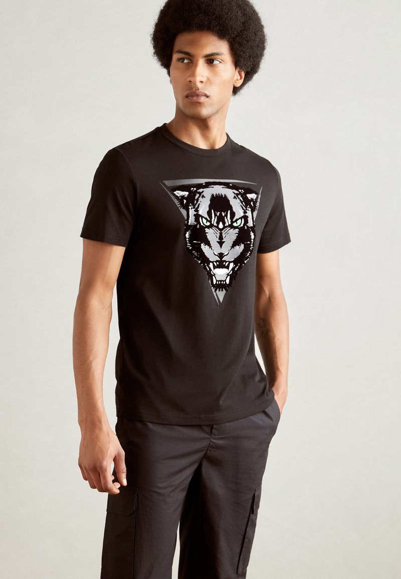 Antony Morato REGULAR FIT FLOCK AND INJECTION PRINT - Camiseta estampada - black