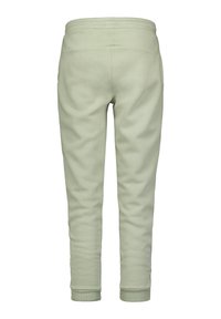 Lichtgroene sweatpants van zacht materiaal, met een taps toelopend ontwerp, een elastische tailleband en ribgebreide cuffs bij de enkels.