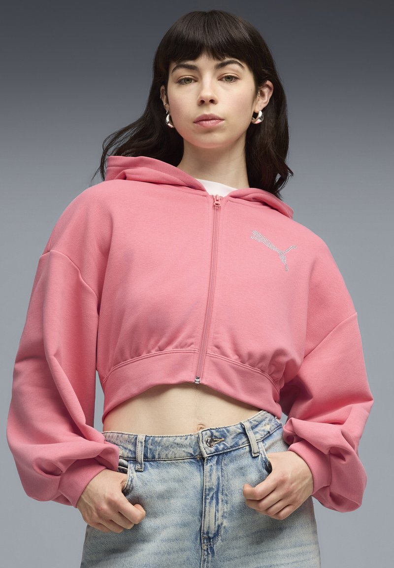 Puma GRAPHIC BEDAZZLED - Mikina na zip - wild pink