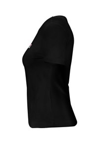 Zwarte T-shirt met korte mouwen en een aansluitend ontwerp. Gemaakt van katoen met een gladde textuur en een klein logo-opdruk op de borst.
