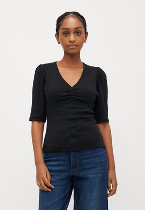 FAST ELBOW V NECK PUFF TEE - T-shirt print - true black