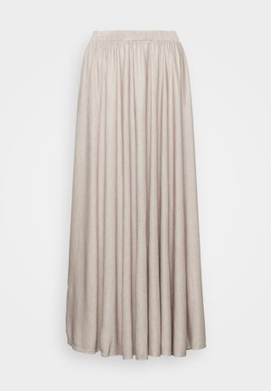 Gonnellone plissettato in tessuto beige chiaro, con vita elasticizzata e un design fluido, che offre una texture morbida e una copertura completa.