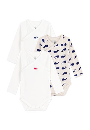 NEWBORN 3 BODIES NAISS COTE  - Body - white grey