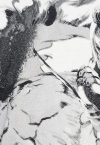 Υφασμάτινο ασπρόμαυρο ύφασμα με λεπτομερή απεικόνιση πουλιών και αφηρημένων σχημάτων. Μαλακό, υφαντό ύφασμα με ορατή υφή κα ι μοτίβο.